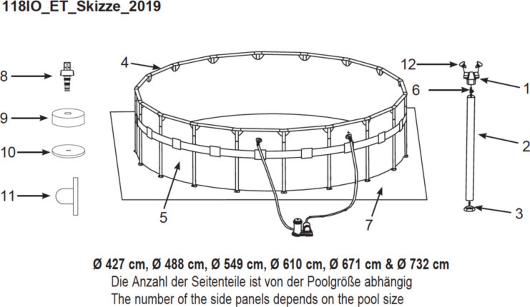 Pièces de rechange Piscine Intex Frame Ultra Rondo XTR Ø 549 x 132 cm - 126330GN - modèle à partir de 2019