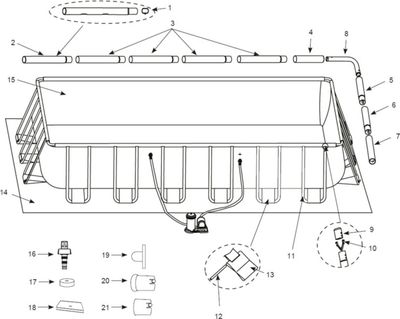 Reserveonderdelen Intex Frame Pool Ultra Quadra XTR 975 x 488 x 132 cm - 126378NP - model vanaf 2019