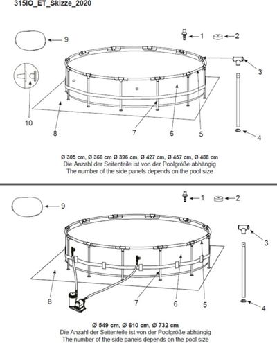 Spare Parts Intex Frame Pool Prism Greywood Ø 457 x 122 cm - 126742GN - 2020 Model and Onwards