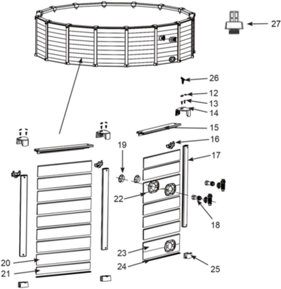 Pièces de rechange pour piscine Graphite Ø 478 x 124 cm Intex - 126384GN - modèle 2019