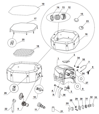 Ersatzteile Intex Whirlpool Pure-Spa Bubble & Jet  - Klein - 128458 - Modell ab 2021