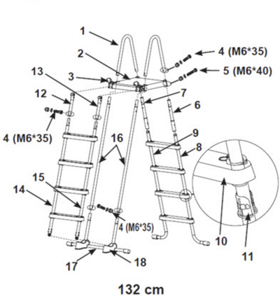 Ersatzteile Intex Sicherheitsleiter für Pools von 132 cm Höhe - 128077 - Modell ab 2020