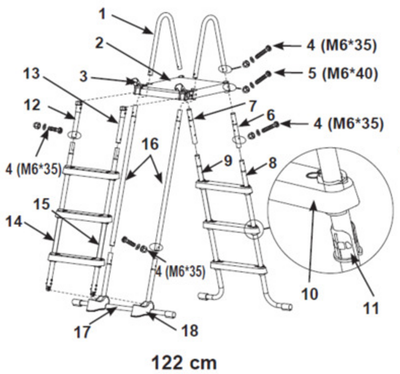 Ersatzteile Intex Sicherheitsleiter für Pools von 122 cm Höhe - 128076 - Modell ab 2020