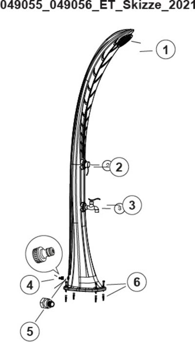 Ersatzteile Steinbach Solardusche Leaf - 049055 & 049056 - Modell ab 2019