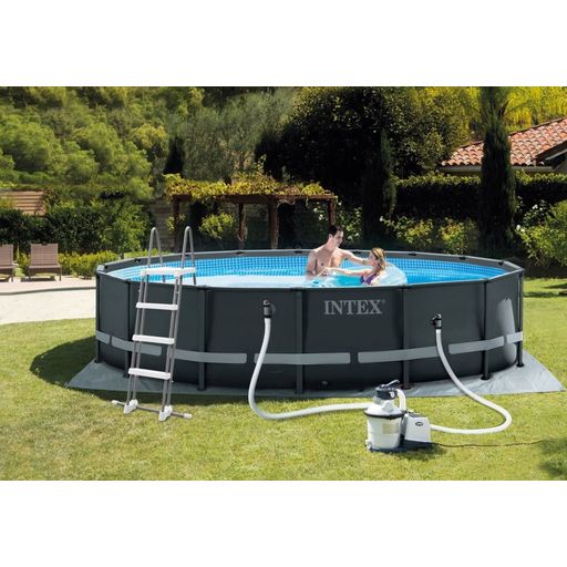Intex Piscine Ultra XTR Ronde Ø 488 x 122 cm - Set piscine avec système de filtration sable, raccords, échelle de sécurité, bâche, tapis de sol