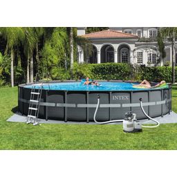 Intex Frame Pool Ultra Rondo XTR Ø 732x132cm - Set with sand filter system, safety ladder, pool cover, ground protection sheet & all connections