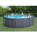 Intex Frame Pool Graphite Ø 478 x 124cm - Set with pool, sand filter system, connections, safety ladder, cover and groundsheet