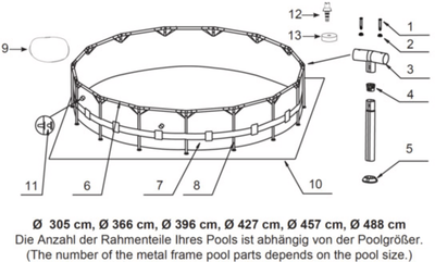 Ersatzteile Intex Frame Pool Prism Rondo Ø 366 x 99 cm - 126716GN - Modell 2019