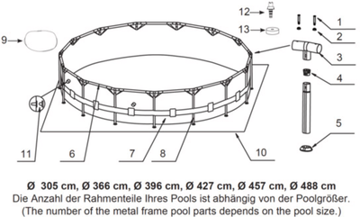 Ersatzteile Intex Frame Pool Prism Rondo Ø 457 x 122 cm - 126726NP - Modell 2019