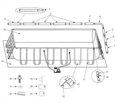 Peças de Reposição Intex Frame Pool Prism 400 x 200 x 122cm - 126790GN - modelo de 2019