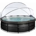 Frame Pool Ø 450 x 122 cm incl. sistema de filtro de cartucho e cobertura - Black Leather Style