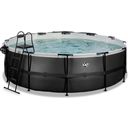 Frame Pool Ø 450 x 122 cm incl. Cartridge Flter System and Dome - Black Leather Style - 1 set