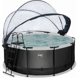 Frame Pool Ø 360 x 122 cm Incl. Cartridge Filter System and Dome - Black Leather Style