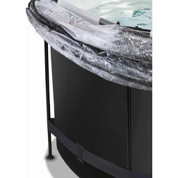 Frame Pool Ø 360 x 122 cm Incl. Cartridge Filter System and Dome - Black Leather Style
