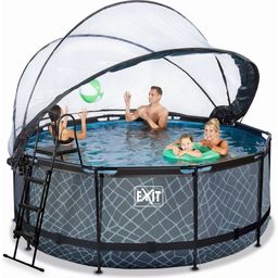 Frame Pool Ø 360 x 122 cm Incl. Cartridge Filter System and Dome - Grey - 1 Set