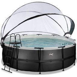 Frame Pool Ø 427 x 122 cm with Dome & Ladder - Black Leather Style
