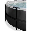 Frame Pool Ø 427 x 122 cm with Dome & Ladder - Black Leather Style