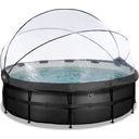 Frame Pool Ø 450 x 122 cm uklj. sustav pješčanog filtera, pokrov i ljestve - Black Leather Style - 1 set
