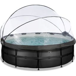 Frame Pool  Ø 450 x 122 cm incl. sistema de filtro de areia, cobertura e escada - Black Leather Style - 1 Set