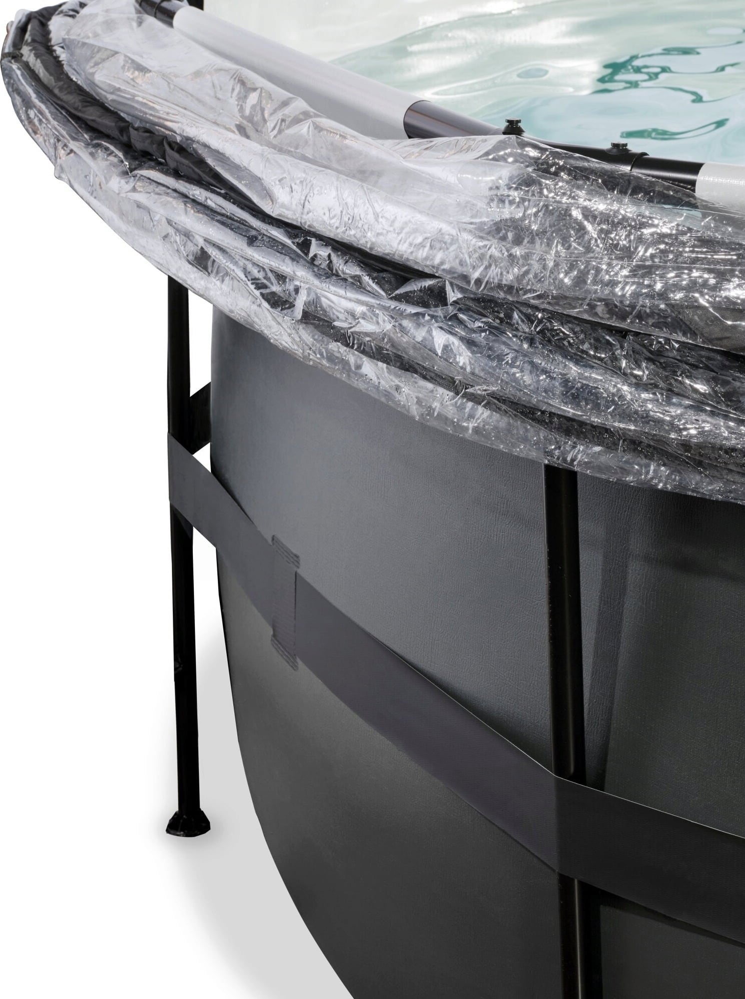 Frame Pool Ø 450 x 122 cm vr. pieskovej filtrácie, krytu a schodíkov - Black Leather Style - 1 sada