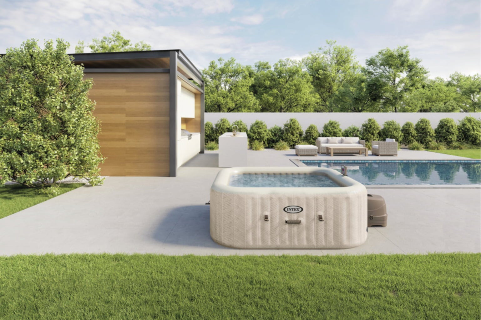 PureSpa Chevron Deluxe Square ⧄ 211 x 71 cm - 1 item with salt water system and limescale protection