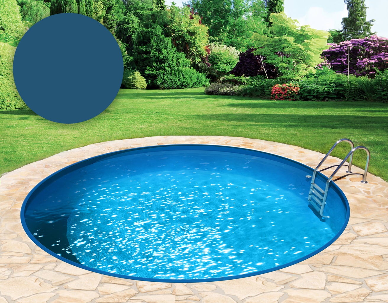 Zwembadfolie Rond Ø 250 x 120 cm - Adriablauw