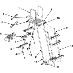 Veiligheidsladder van staalbuis voor zwembaden met een hoogte van 91 - 107 cm