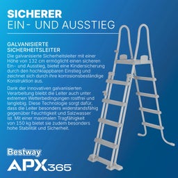 APX365™ Winterfestes Frame Pool Komplett-Set Ø 549 x 132 cm - Set mit Pool, Sandfilteranlage, Filterbällen, Sicherheitsleiter, Abdeckplane, Reparaturflicken