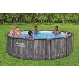 Frame Pool Set Steel Pro MAX™ inkl. Filterpumpe Ø 366 x 100 cm - Holz-Optik