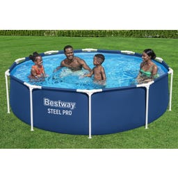 Piscina Steel Pro™ Rotonda Ø 305 x 76 cm - Senza Pompa Filtro - Blu Scuro - 1 pz.