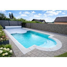 Zwijana roleta basenowa / pokrywa Contura prostokątna 400 x 300 cm - szary - Lamele PVC