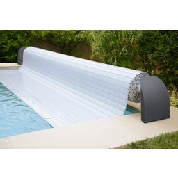 Rollabdeckung Contura Rechteckig 1000 x 500 cm - Kristallweiß - Polycarbonat Solarlamellen