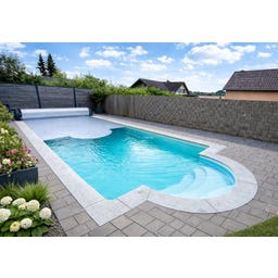 Copertura Avvolgibile Contura Rettangolare 600 x 300 cm - Grigio - Lamelle in PVC