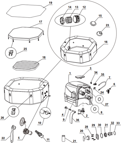 Ersatzteile Intex Whirlpool Pure-Spa Bubble & Jet  - Klein - 128458 - Modell 2020