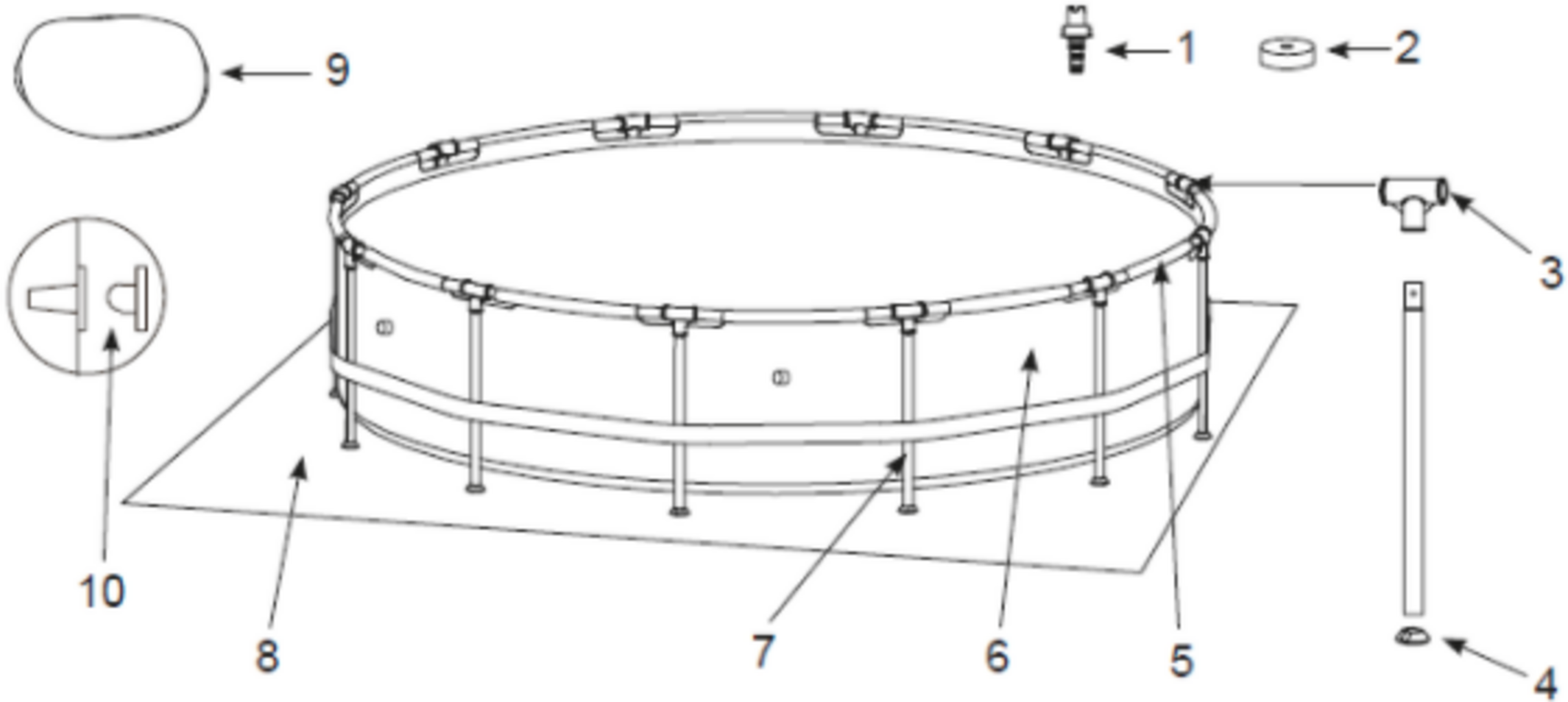 Ersatzteile Intex Frame Pool Prism Rondo Ø 366 x 99 cm - 126716GN - Modell ab 2020 