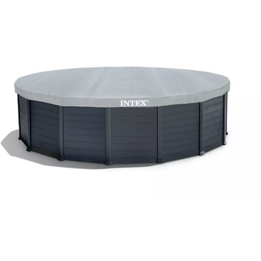 Intex Piscina Frame Graphit Ø 478 x 124 cm - Set con piscina, sistema de depuración de arena, conexiones, escalera de seguridad, cubierta y lona de protección del suelo