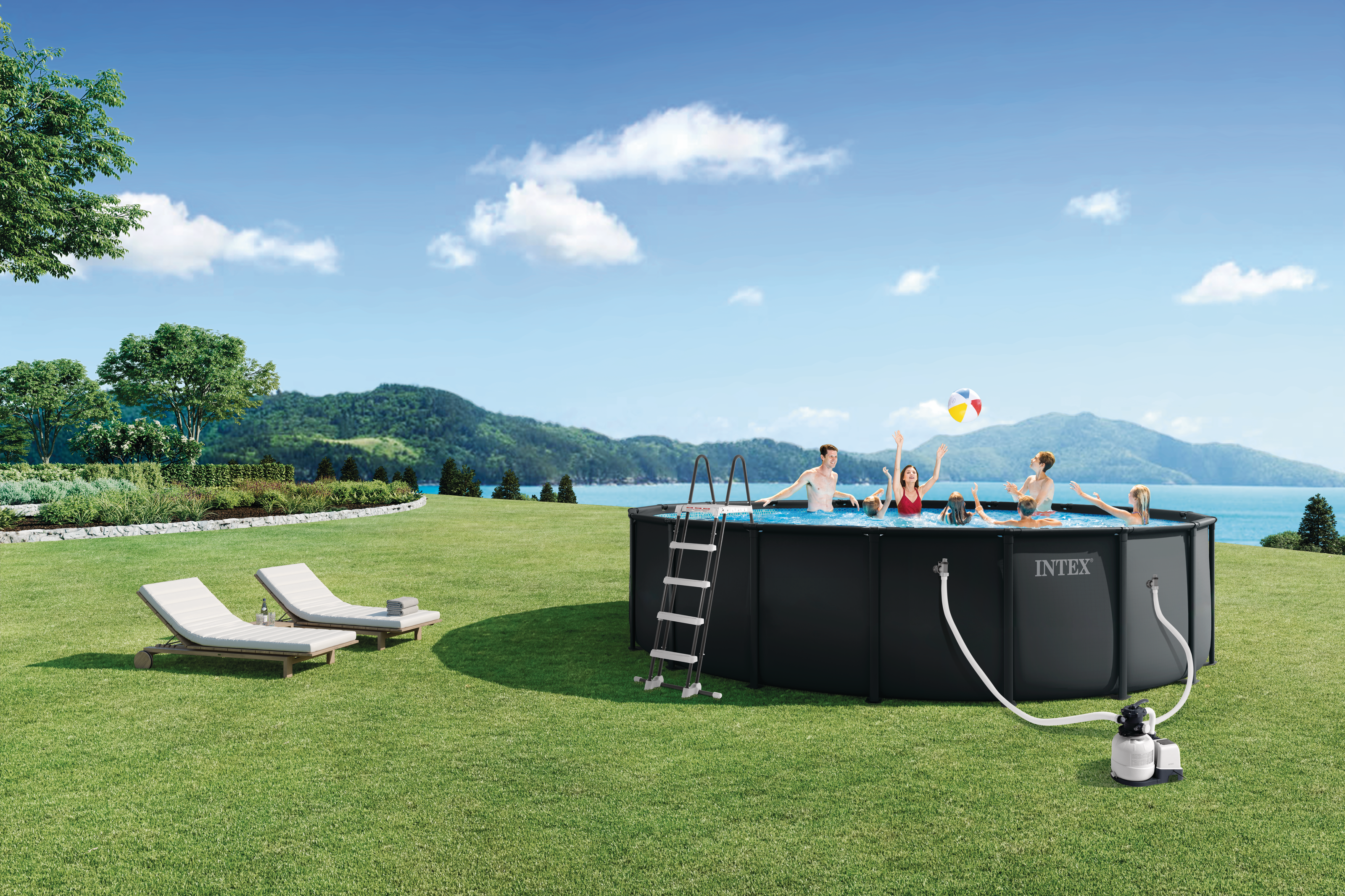 【美品】QUICK PACK 9【GRAY WHITE】 Intex Piscină cadru Ultra Rondo XTR Ø 549 x 132 cm - pools.shop