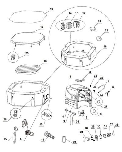 Ricambi per Intex Whirlpool Pure-Spa Bubble & Jet - Piccola Ø 201 x 71 cm - 28458 - Modello 2022