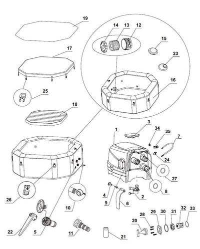 Spare Parts Intex Whirlpool Pure-Spa Bubble & Jet - Small Ø 201 x 71 cm - 28458 - Model 2023