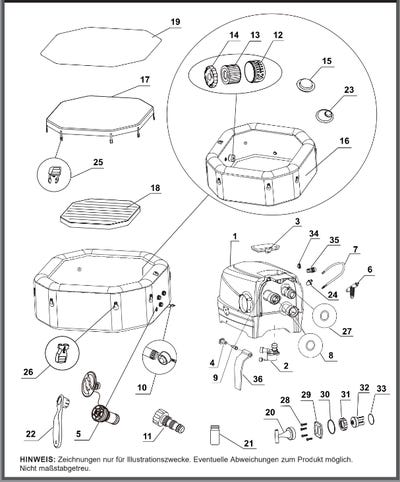 Ersatzteile Intex Whirlpool Pure-Spa Bubble & Jet  - Groß - 128462 - Modell 2022