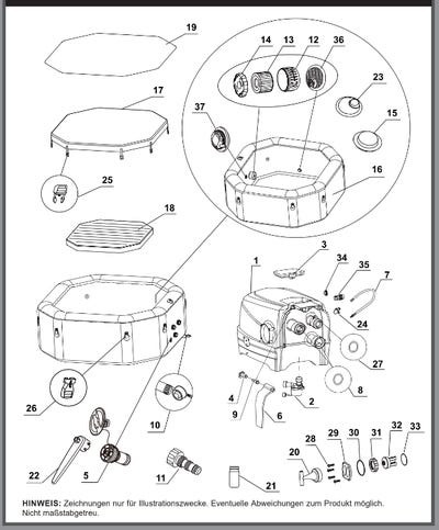 Ersatzteile Intex Whirlpool Pure-Spa Bubble & Jet  - Groß - 128462 - Modell 2024