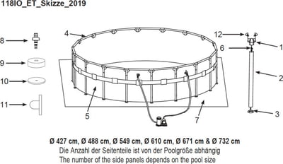 Części zamienne basen stelażowy okrągły Intex Frame Ultra Rondo XTR Ø 488 x 122 cm - 126326GN - model od 2019