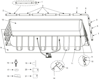 Ersatzteile Intex Frame Pool Ultra Quadra XTR 975 x 488 x 132 cm - 126374GN - Modell ab 2019