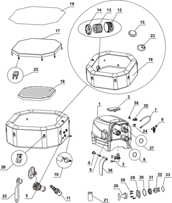 Części zamienne jacuzzi Intex Pure-Spa Bubble & Jet - mały - 128458 - model 2020