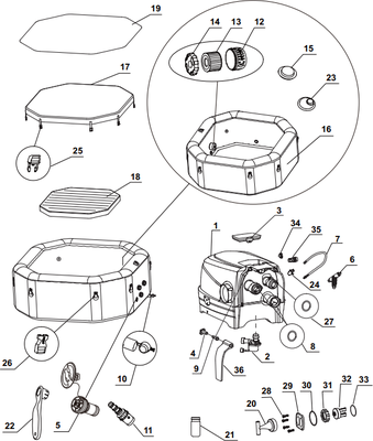 Ersatzteile Intex Whirlpool Pure-Spa Bubble & Jet  - Groß - 128462 - Modell 2020